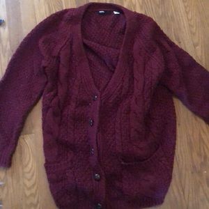 Oversized red cardigan